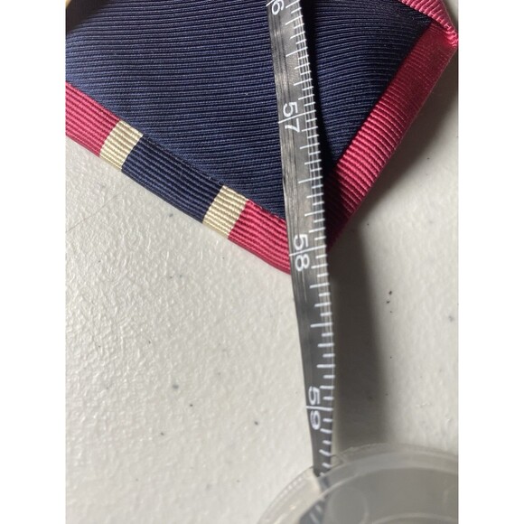 Breuer Men’s Necktie REPP  100% Silk Striped Tie Pink Navy Handmade Italy - Picture 8 of 8